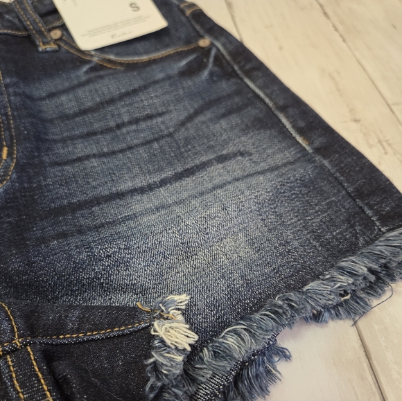 KanCan Midnight Blue Frayed Jean Shorts - Picture 5 of 10